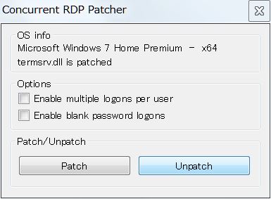 Concurrent_RDP_Patcherの設定画面